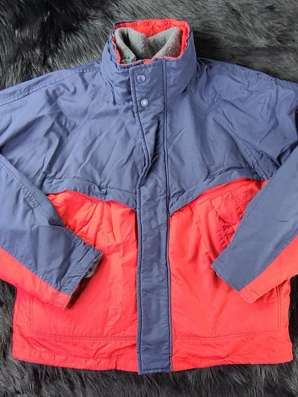 Vintage American Eagle Combo Vest /Men's Two-Tone Red and Navy Winter Jacket